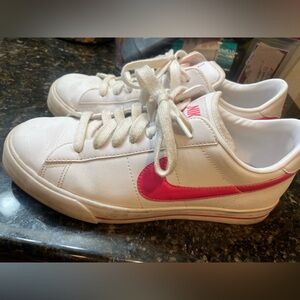 Nike White Sneakers with Pink Accents